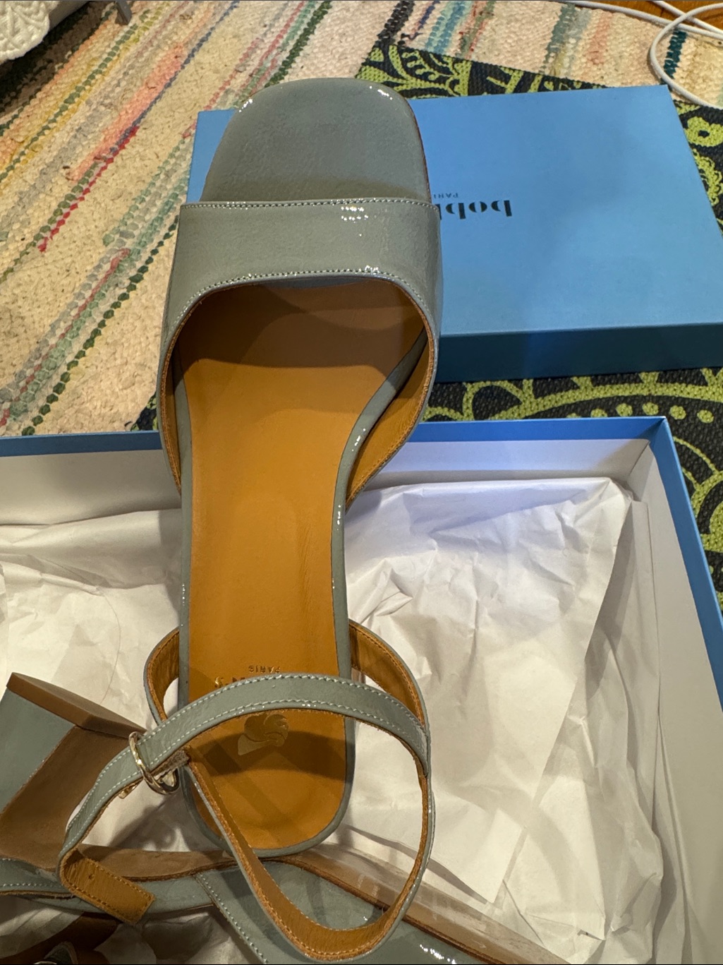 Sage Green Leather Square-Toe Ankle-Strap Sandals — image 6 of 7